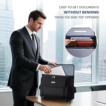 Rolling Laptop Bag 15.6 Inch Ballistic Nylon Wheel Briefcase for Men Women Professional Rolling Work Bag Underseat Carry-on Business Case 360 Spinner Wheels Accordion File Office Bag
