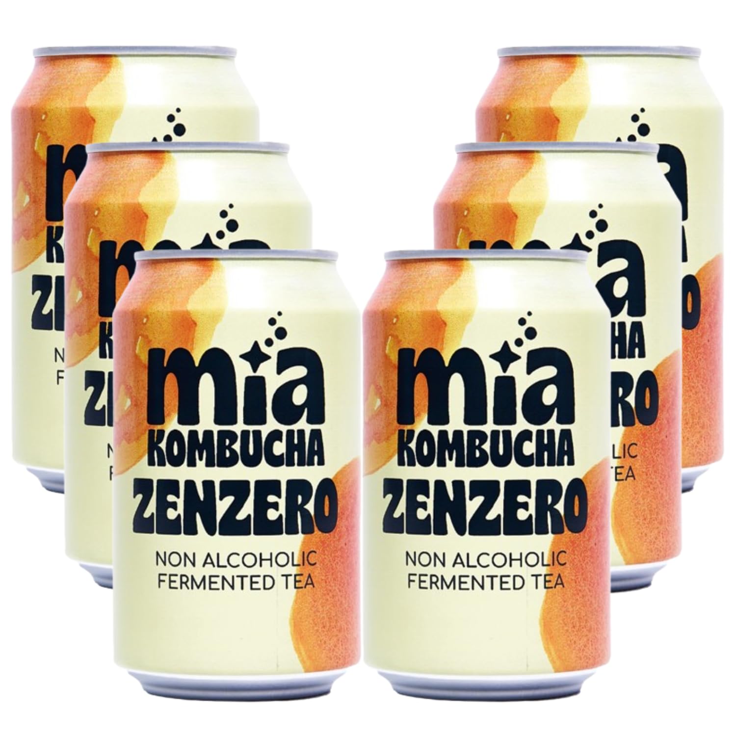 Mia Kombucha allo Zenzero - Tè Fermentato Naturale con Succo di Zenzero Italiano - Note Agrumate e Speziate - Ricca di Probiotici e Antiossidanti - Bevanda Analcolica 330ml (6 Lattine)