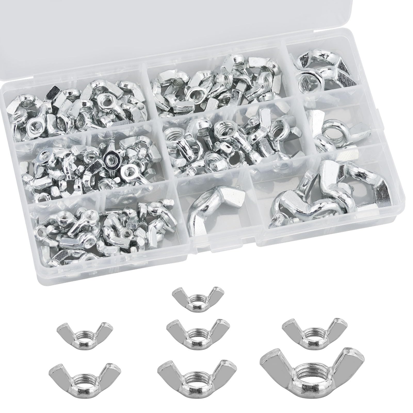 Dadi A Farfalla In Acciaio Inox - Set 100 Pezzi Con Misure M3 A M12 Per Fai Da Te E Riparazioni - Foto 4