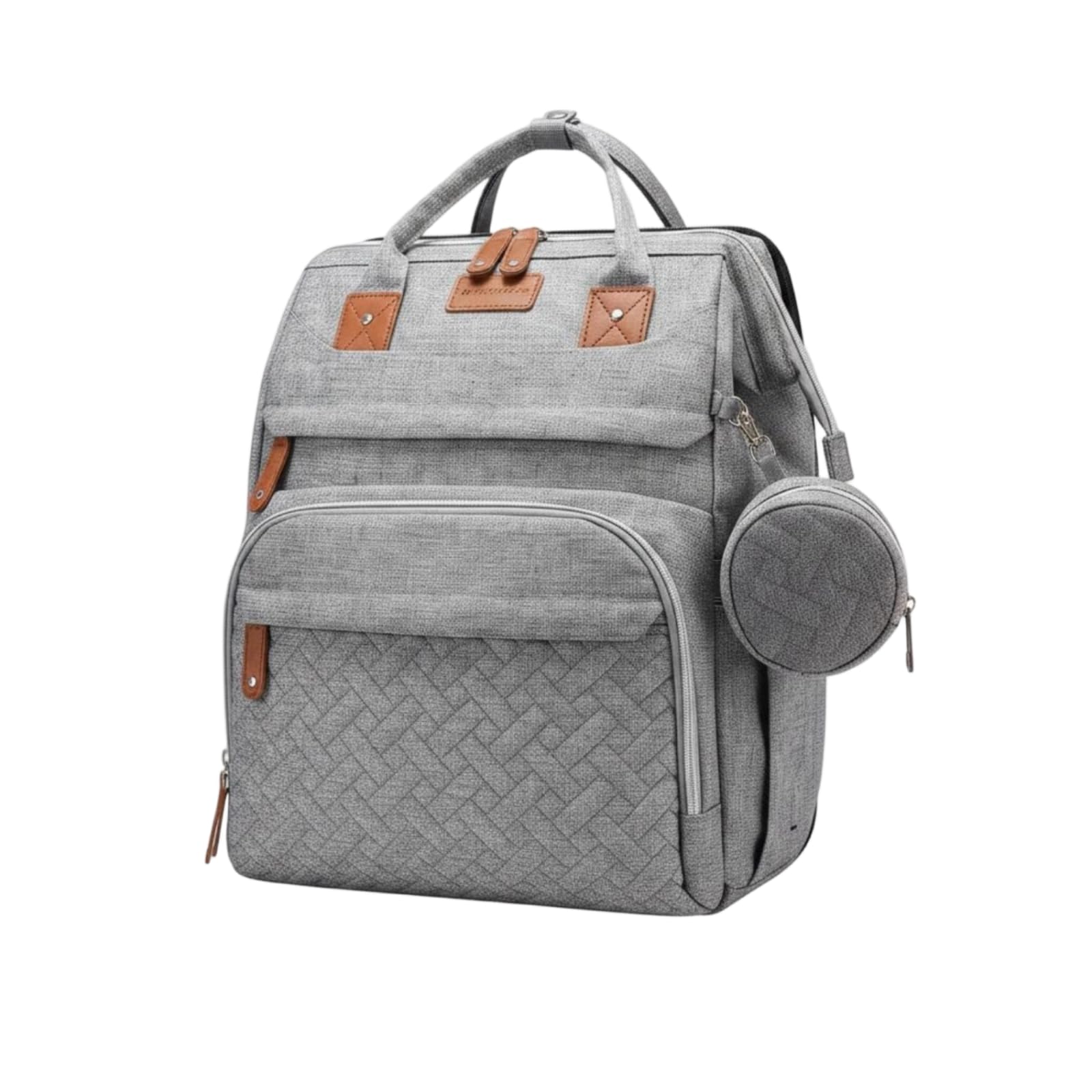 Padded Base Baby Backpack Crib Storage Pockets Fold-out Baby Bed for Parents, Babies, Outdoor Use, Gray | Diaper Bags | Diapering-image-47