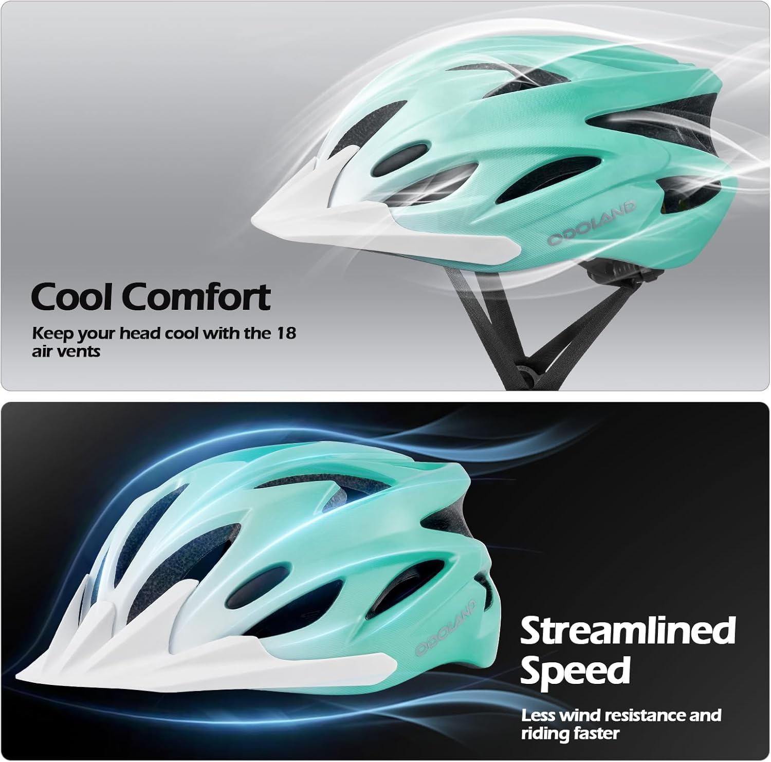 Odoland Adult Bike Helmet and Cycling Sunglasses Set for Men & Women, Safety Certified Bicycle Helmet with UV Protection Glasses for Mountain, Skating, Road, City Commuting & Outdoor Riding