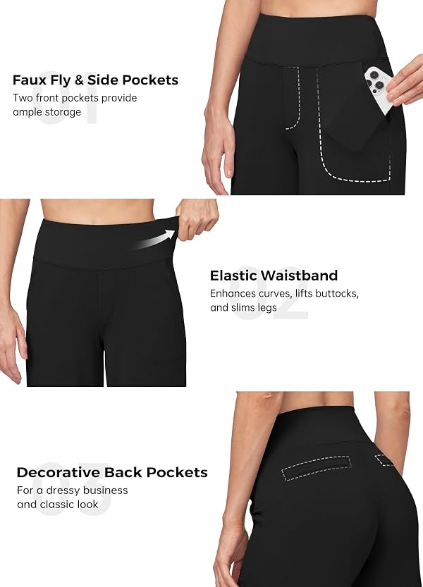 Willit Women's Wide Leg Yoga Pants Work Dress Pants 27" Black L by Willit - Used condition - Image 5