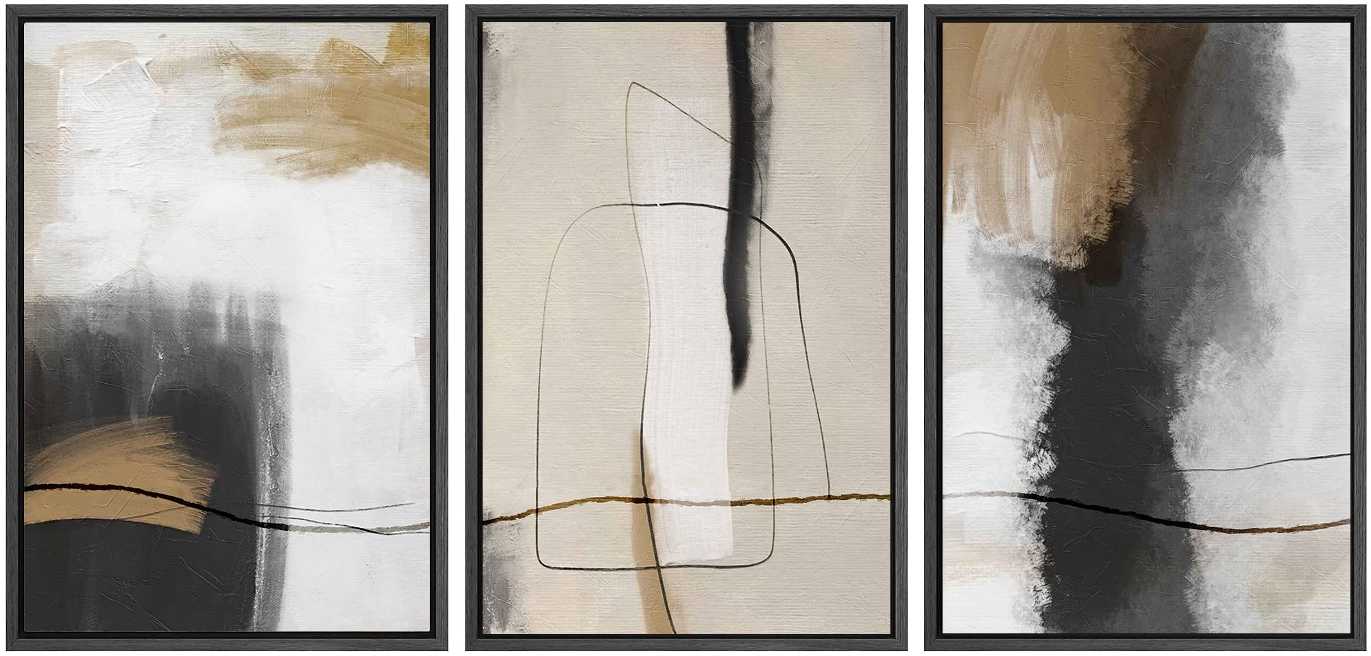 SIGNWIN Framed Canvas Print Wall Art Set Coastal Serenity Abstract Seaside Illustrations Modern Art Decorative Rustic Calm/Zen for Living Room, Bedroom, Office - 24"x36"x3 Natural — view 13