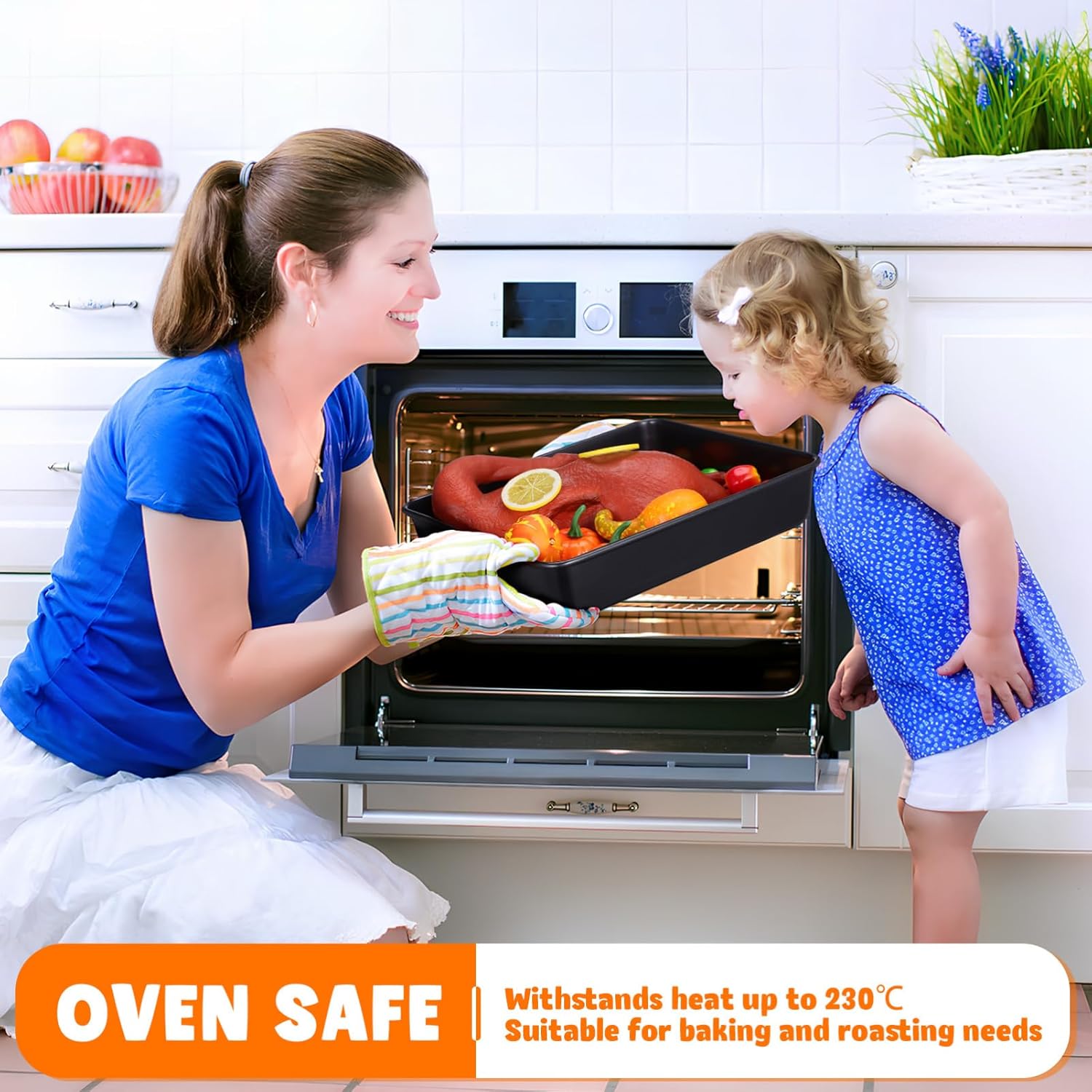 Cabilock 2pcs Stainless Steel Baking Tray Oven Trays for Roasting Baking and Grilling Heavy-duty Non-stick Pans Different for Versatile Kitchen Use