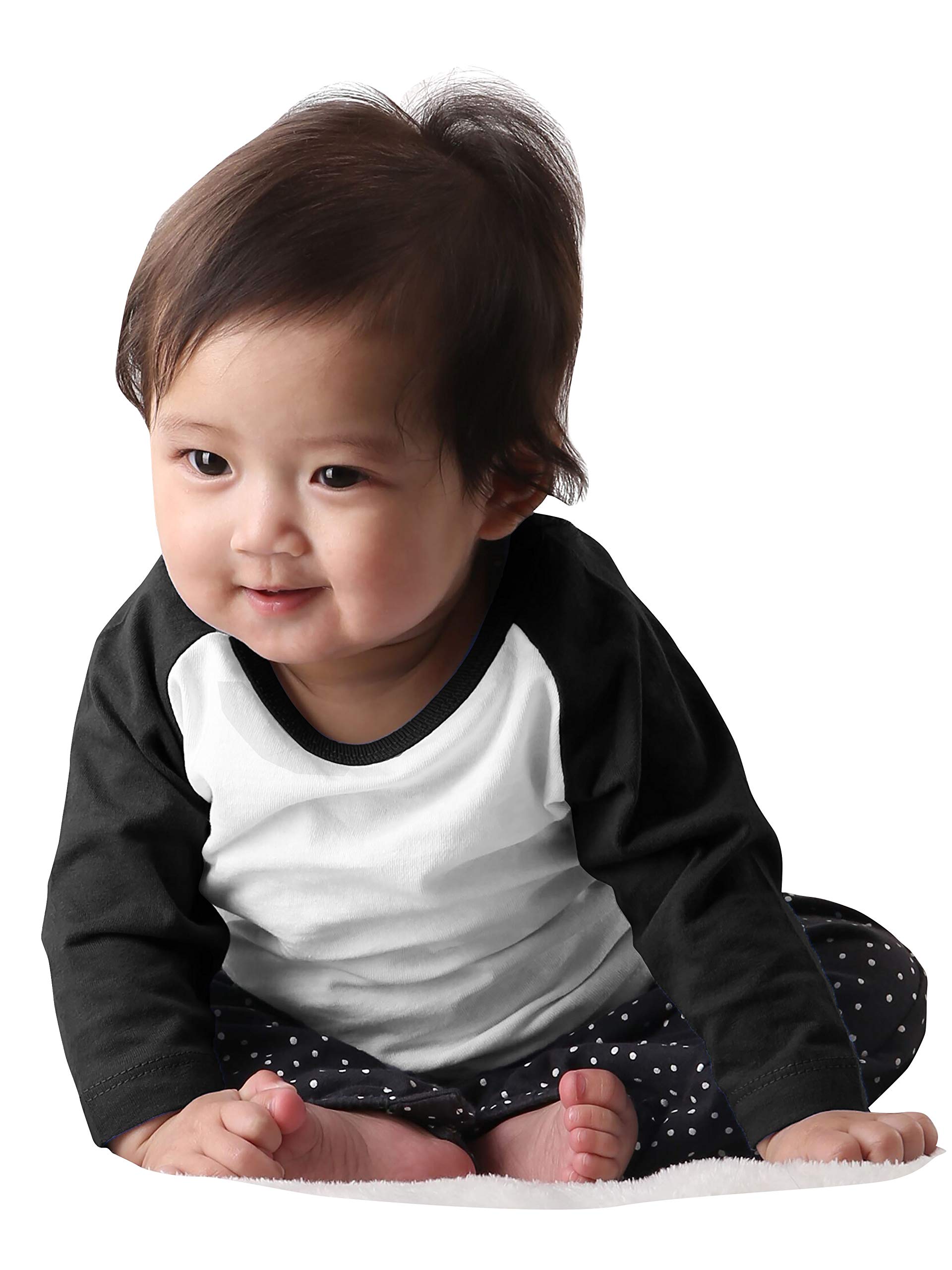 Hat and Beyond Infant Raglan 3/4 Sleeves Baseball Tee (12M, (Baby) 5bh03_White/Black)