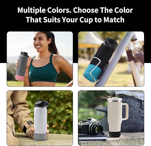 Miniatura 7 de TFQXA1Z Paquete de 4 botas de silicona para botella de agua, funda protectora de silicona para botellas de agua de 12 a 40 onzas, sin BPA,