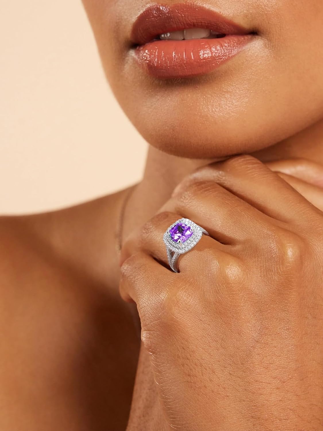 Princess Diana Engagement Ring, Cushion or Oval Cut, 925 Silver Gold Plated Sapphire/Emerald/Ruby/Amethyst/Aquamarine/Opal Statement Cocktail Rings for Women Gemstone Ring Gift Jewelry for Lover Wife