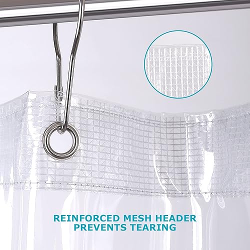 Miniatura 2 de MhhYLL Forro de cortina de ducha blanco, 72 x 72 pulgadas, vinilo de 0.35 oz, forro de cortina de ducha de plástico resistente, forro de cortina de