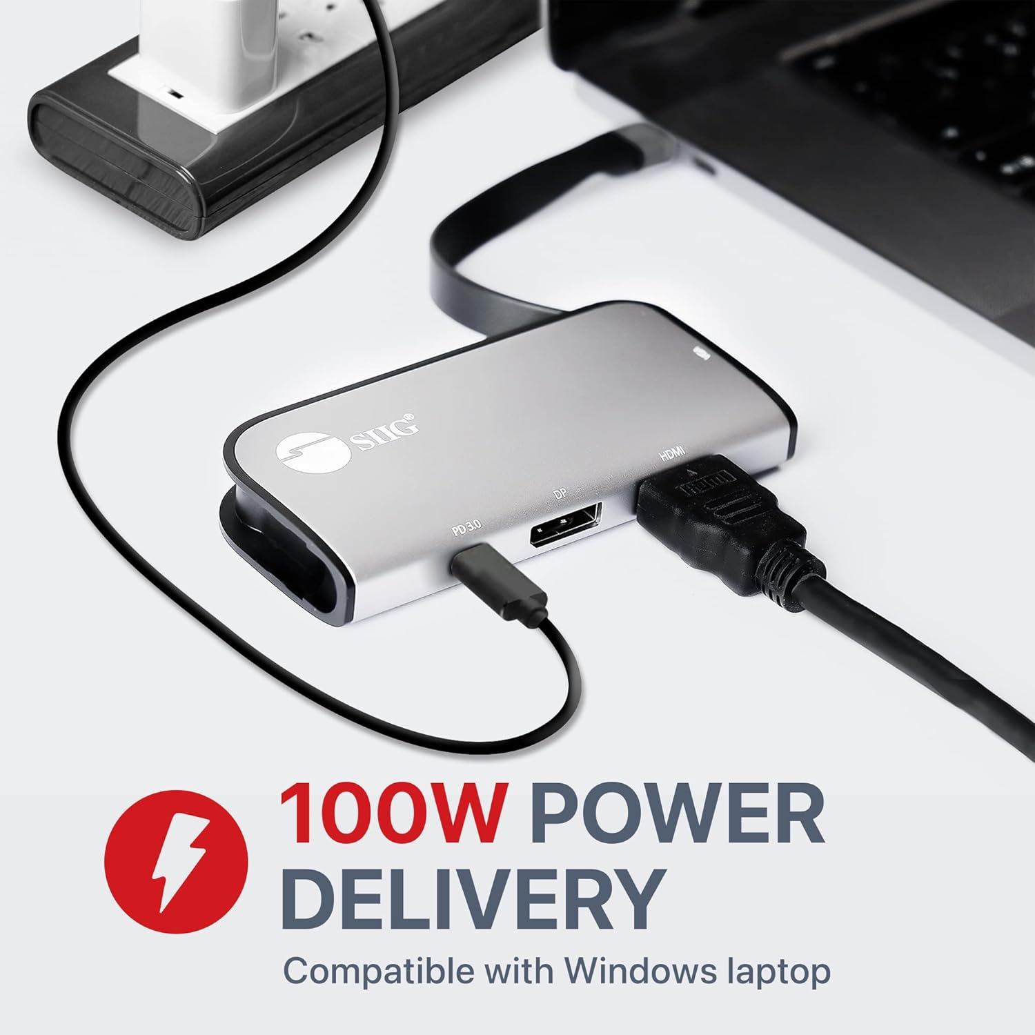 SIIG USB-C MST Hub with PD 3.0, USB-C to DP/HDMI/VGA, Single 4K30+Dual 1080p or Triple 1080p Video outputs, PD 100W, for Windows and Chromebook laptops (DP Alt Mode) NOT for Mac OS (CB-TC0G11-S1)