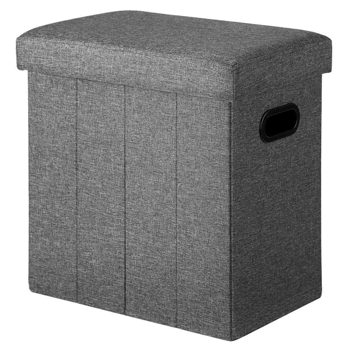 COSYLAND Puff Almacenaje 40L, Banco Almacenaje, Capacidad de Carga 200 kg, Tapizado Lino, Baúl para Dormitorio, Salón, Entrada, Juguetes, Organizador Multifuncional, Plegable, Gris Oscuro, 42x27x42cm