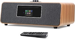 MS5 CD Player,FM Digital Radio,WiFi Internet Radio,Spotify Connect,Bluetooth Speaker,Dual Alarms Clock,USB Charging,Colour Display,Remote Control (Walnut)