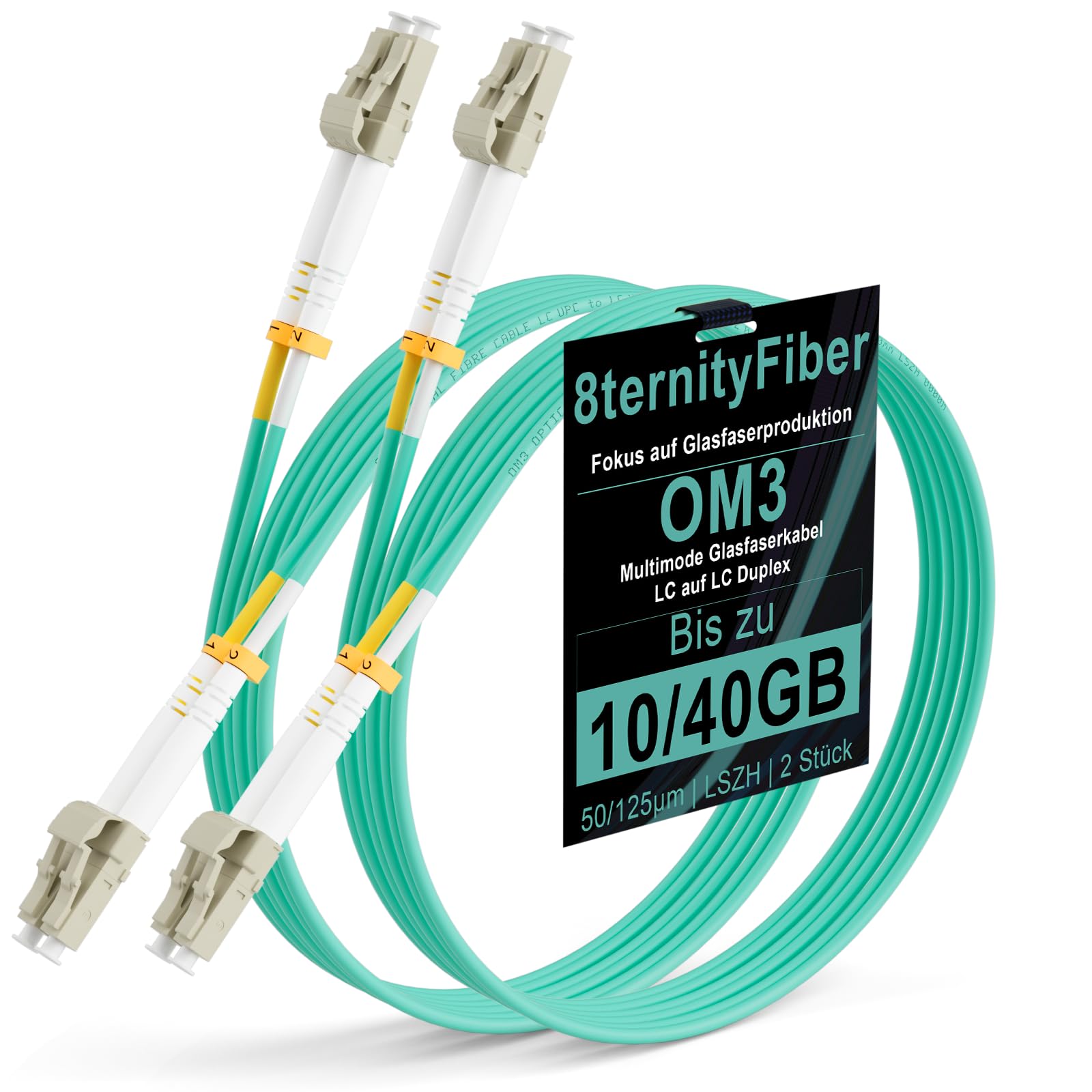 8ternityFiber LC auf LC Fibre Patch Cable OM3 0,5 m/1,6 ft,