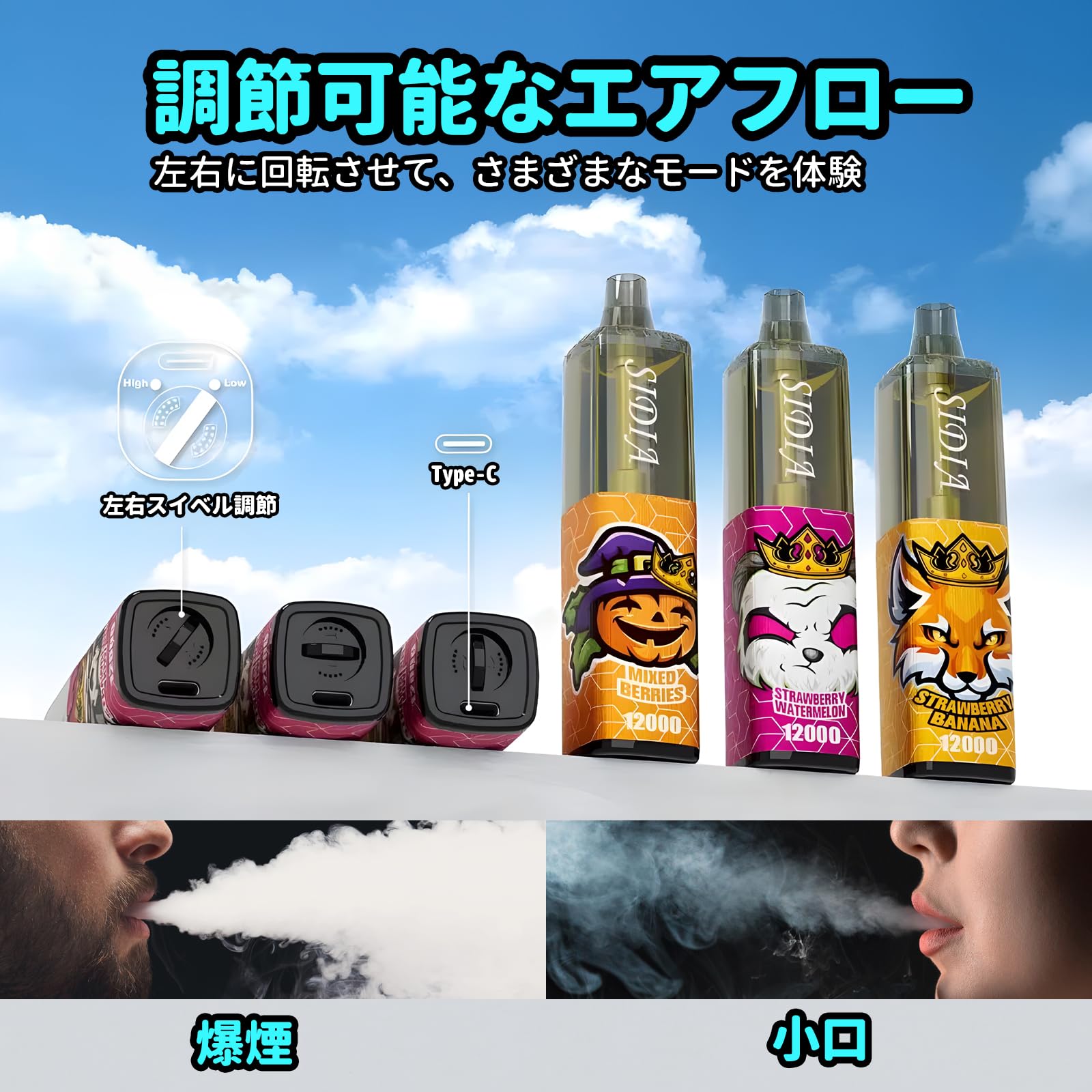 Amazon | 電子タバコ 使い捨て 12000回吸引可能 20ml大容量 水蒸気