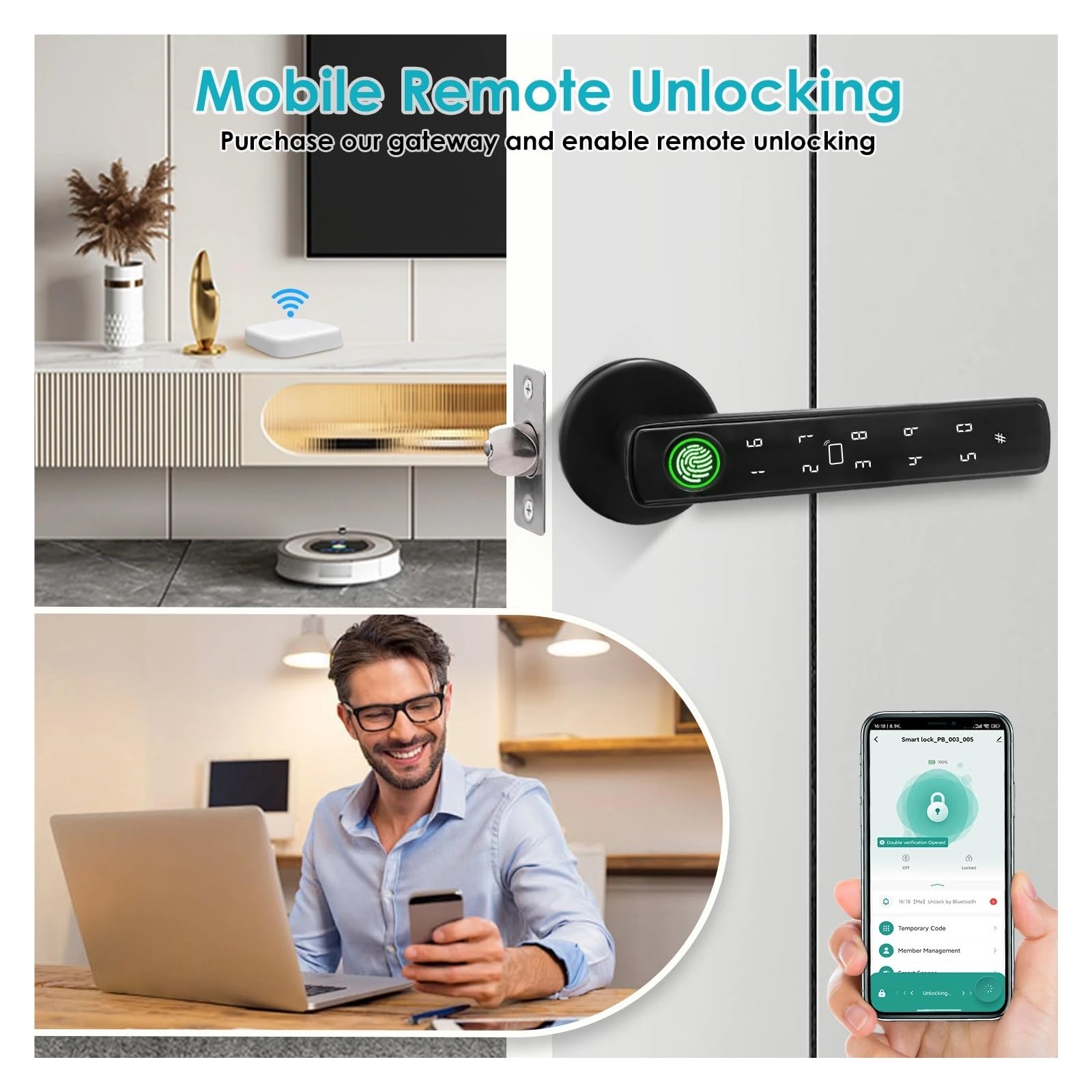 Inteligentny zamek do drzwi, Inteligentny biometryczny zamek do drzwi Bluetooth Elektroniczny zabezpieczający ochrony automatyki domowej