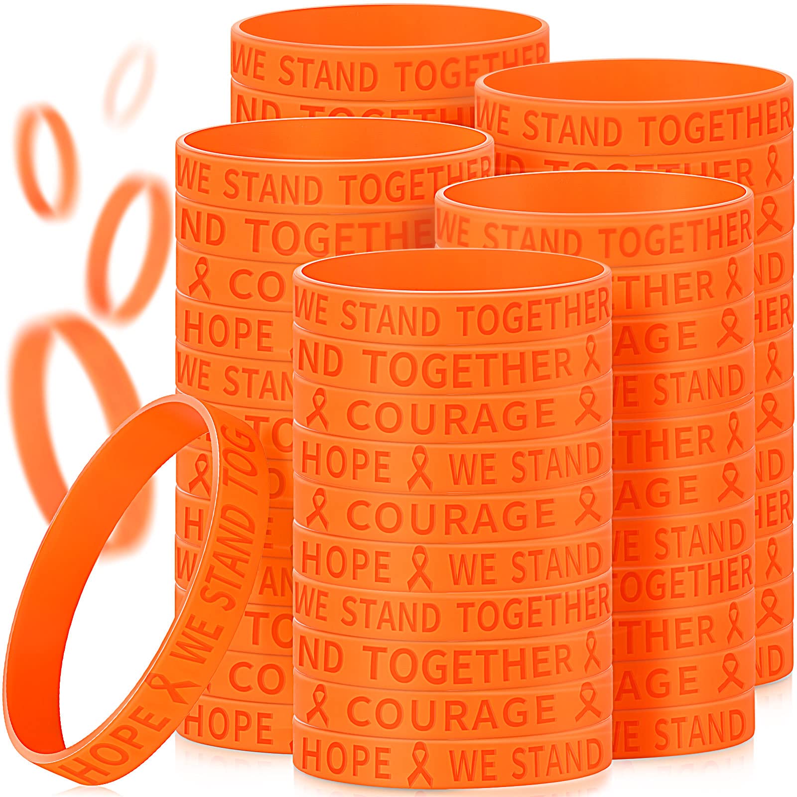 Orange Ribbon Awareness Silicone Bracelets Bulk Multiple Sclerosis Leukemia Kidney Cancer ADHD Lymphoma Cerebral Awareness Silicone Wristband for Public Activity Supplies