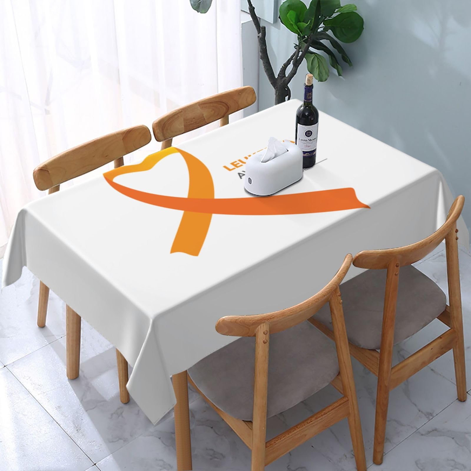 JunHeArt Leukemia Awareness Month Tablecloth Rectangle Table Cover Washable Table Cloths Decor For Kitchen 54" X 72"