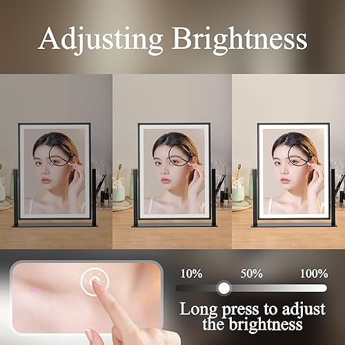 Miniatura 3 de Espejo de maquillaje LED con luces, espejo grande de tocador de escritorio de 16 pulgadas, espejo de maquillaje iluminado Hollywood, táctil