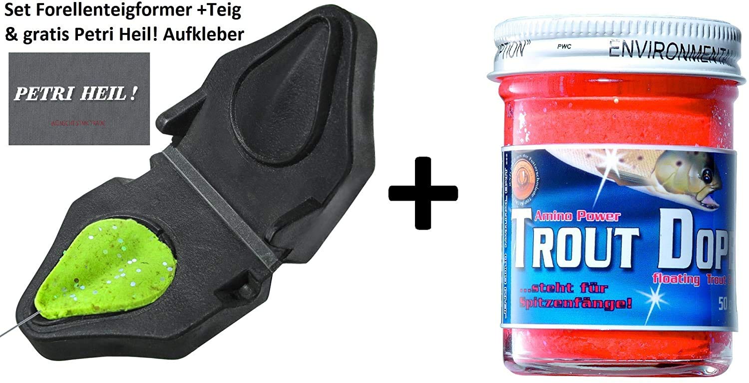 Jenzi Moule à Pâte à Truite Forme Goutte + Autocollant Petri Heil Offerte - Pour Appâts De Pêche Efficaces