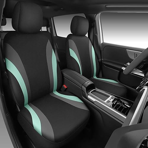 Miniatura 2 de CAR PASS Juego completo de fundas de asiento de automóvil impermeables EVA, color menta para automóviles, compatibles con bolsas de aire, ajuste