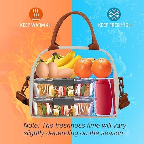 Miniatura 3 de Lonchera para mujer, bolsa de almuerzo aislada grande, lonchera personalizada para niñas y adultos con correas ajustables para el hombro, bolsa de