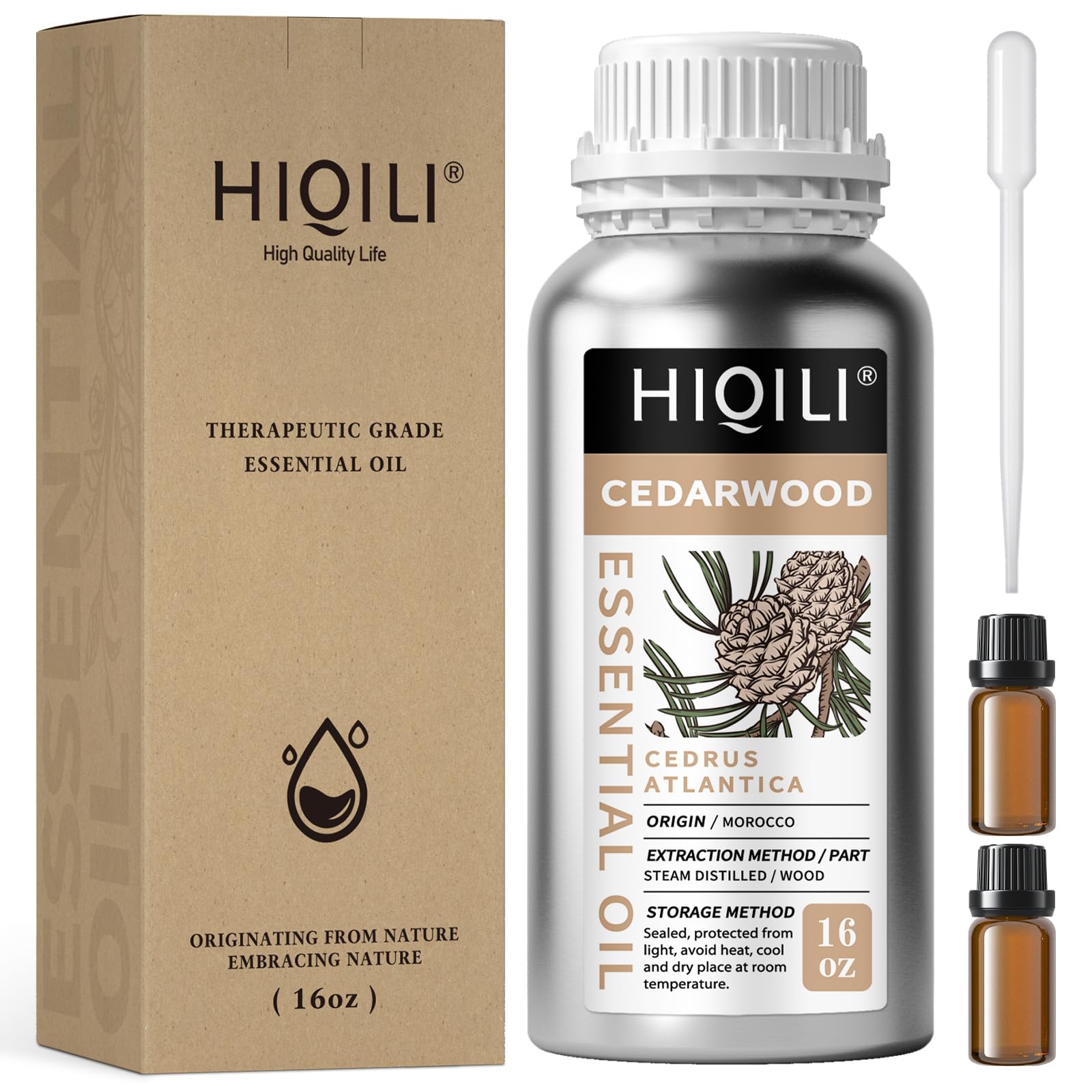 HIQILI Cedarwood Essential Oil for Diffuser, Aromatherapy &amp; Massage
