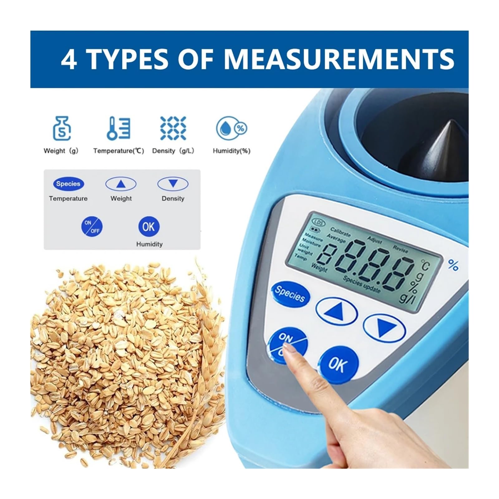 Medidor De Humedad De Grano Profesional, De Alta Precisión, Digital, For Trigo, Maíz, Arroz Y Cultivos De Trigo. Medidor Y Detector De Humedad. Instrumentos de medición de precisión