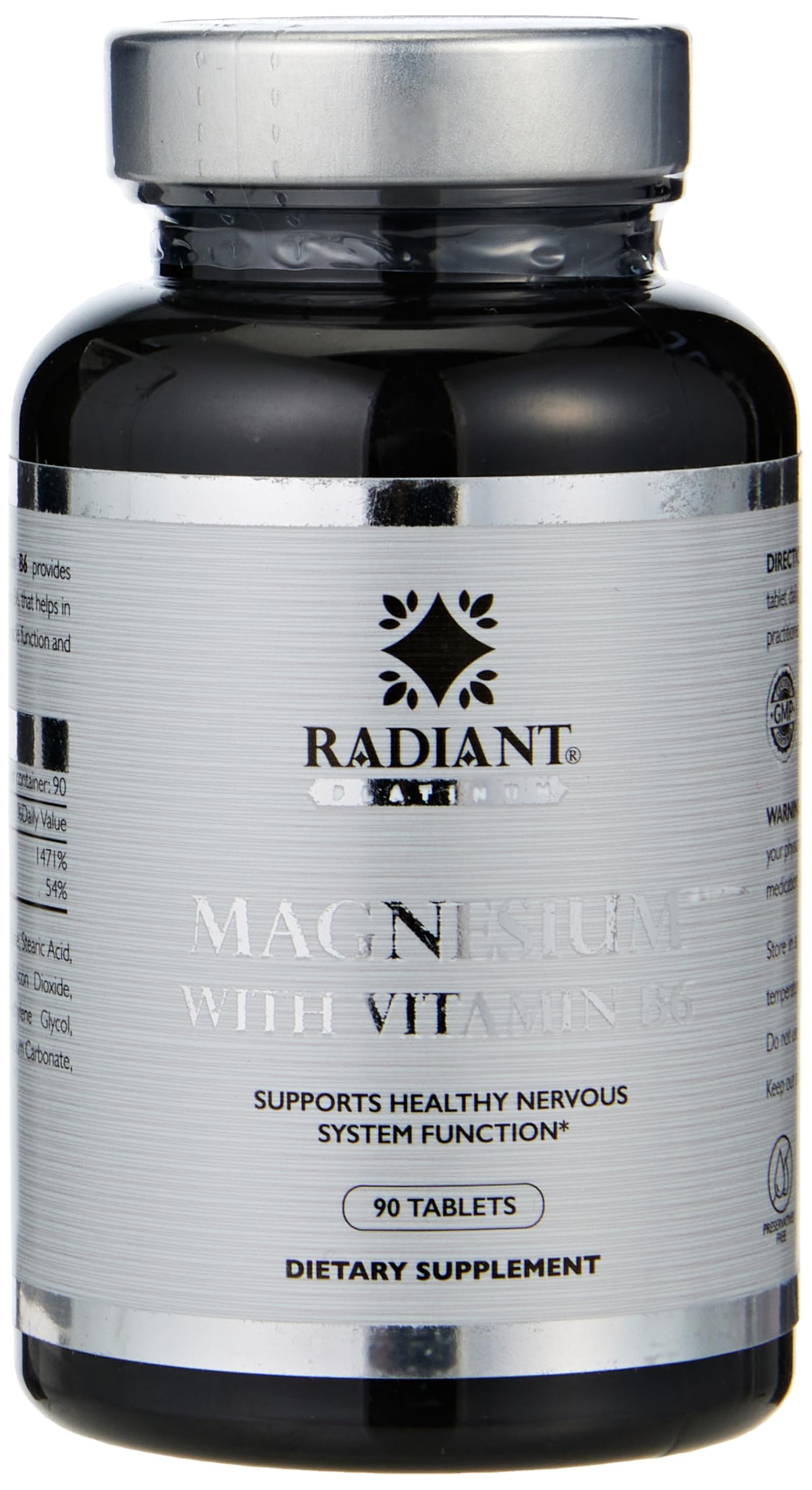 Radiant Platinum Magnesium With Vitamin B6 | Supports Healthy Nervous System Function | Supports Cellular Energy Release | Good For Bone, Nerve & Muscle Health | 90 Tablets