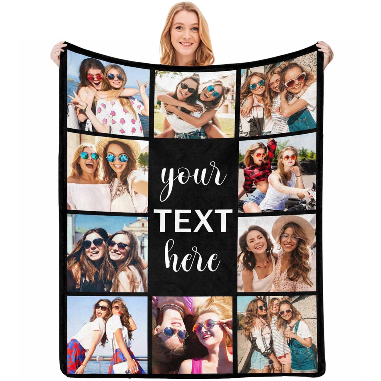 Personalized Flannel Blanket Photo Blanket Blanket with Text Photos Personalized Picture Blanket for Dad Mom Nana Kids Dogs Friends Valentines