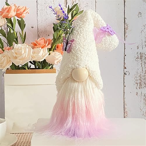 Miniatura 2 de Wtosuhe Peluche de gnomo de mariposa de lavanda morado para el hogar, primavera y verano, gnomo de felpa morada, peluche sueco Tomte, regalo para