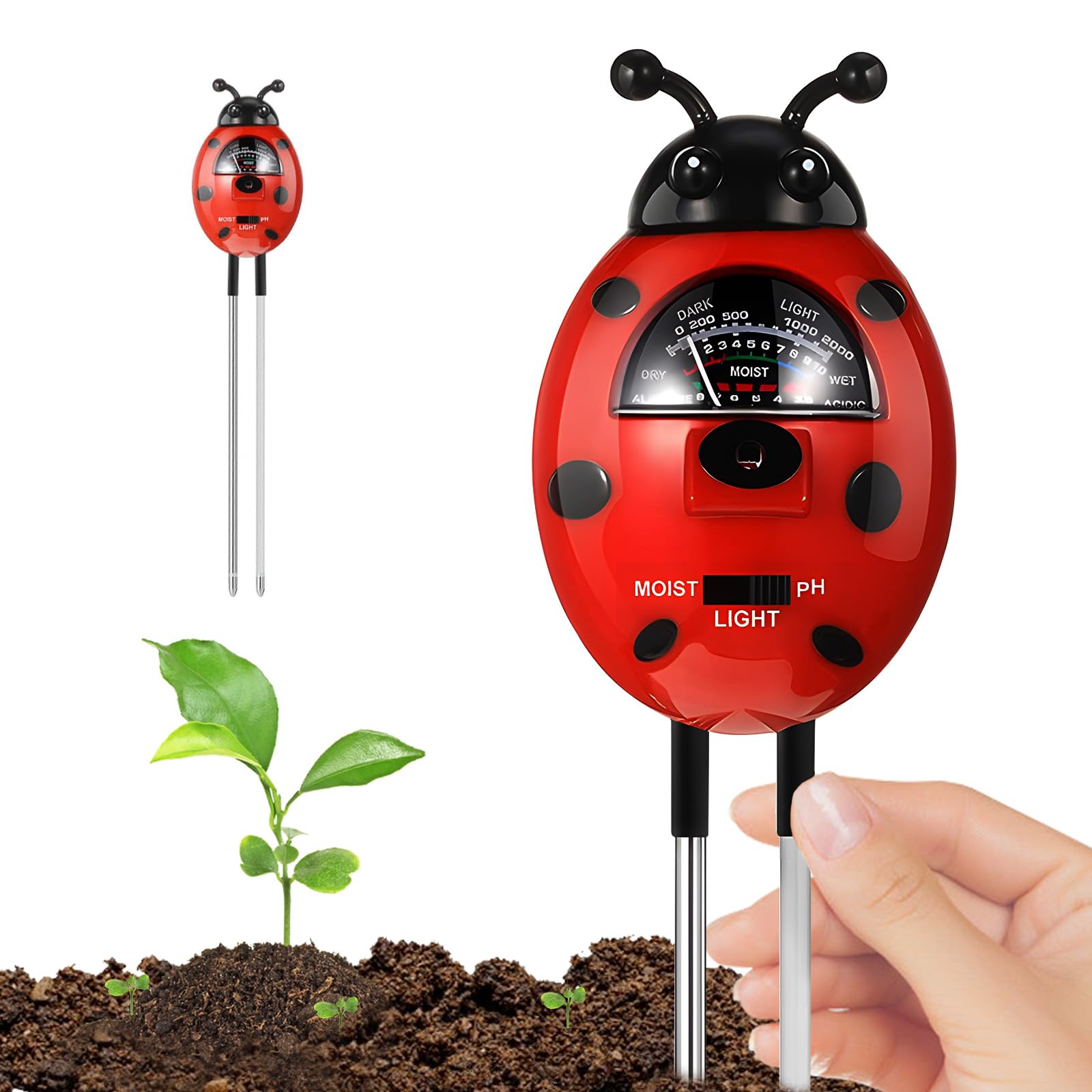 Global-Daily3-in-1 Soil Tester Kit – Measures pH Level, Moisture, and Sunlight for Indoor & Outdoor Plants, Flowers, Vegetable Gardens, and Lawns – No Battery Needed