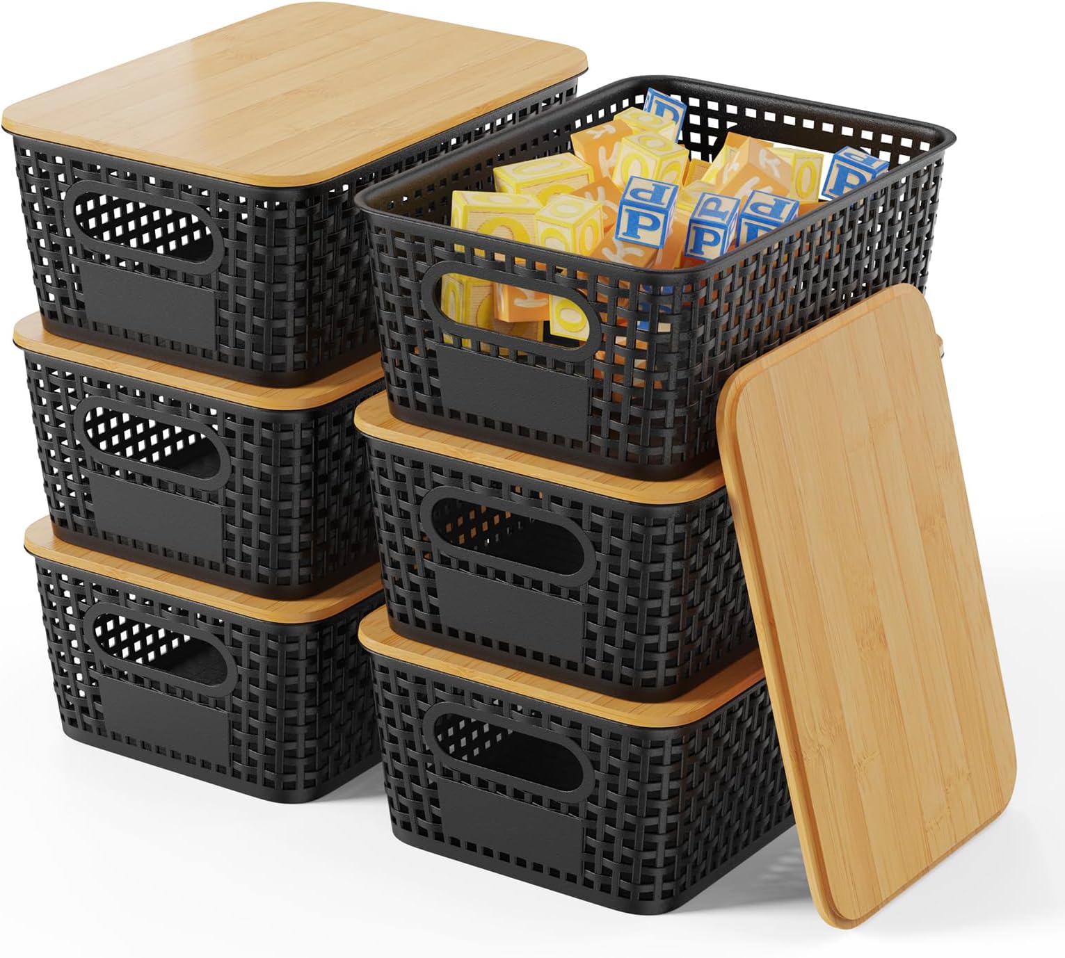 APOMOONS 3Pcs Boîte De Rangement En Plastique Avec Couvercle En