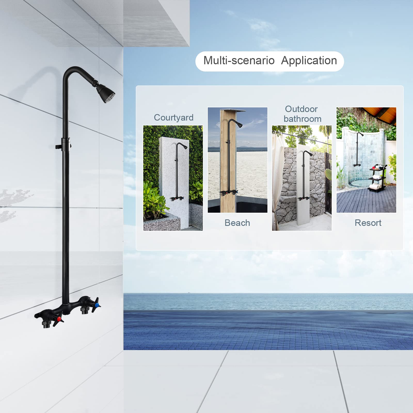 Buy Aolemi Outdoor Shower Kit Wall Mount Matte Black Exposed Shower Fixture with Adjustable