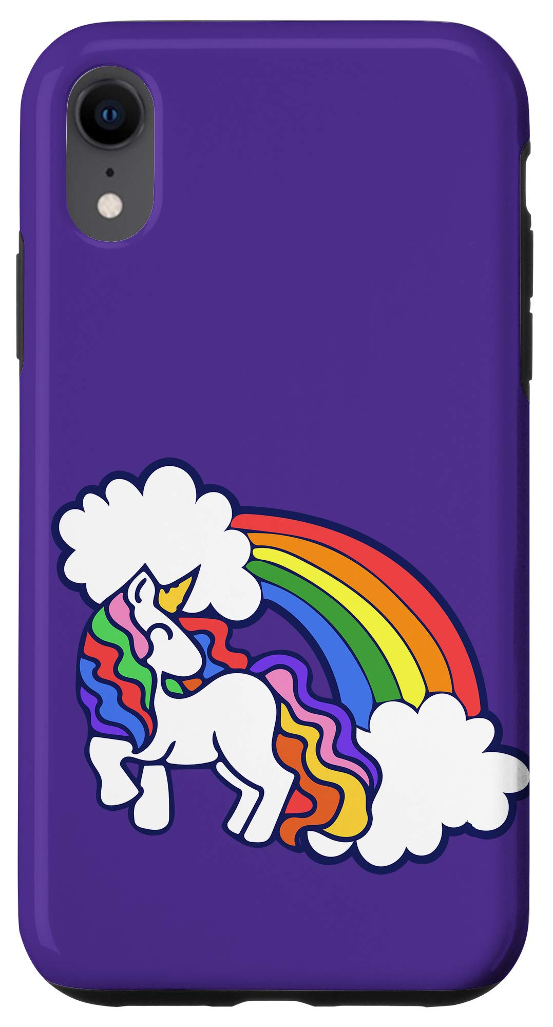 iPhone XR Cute Rainbow Unicorn Art 80s rainbows Case