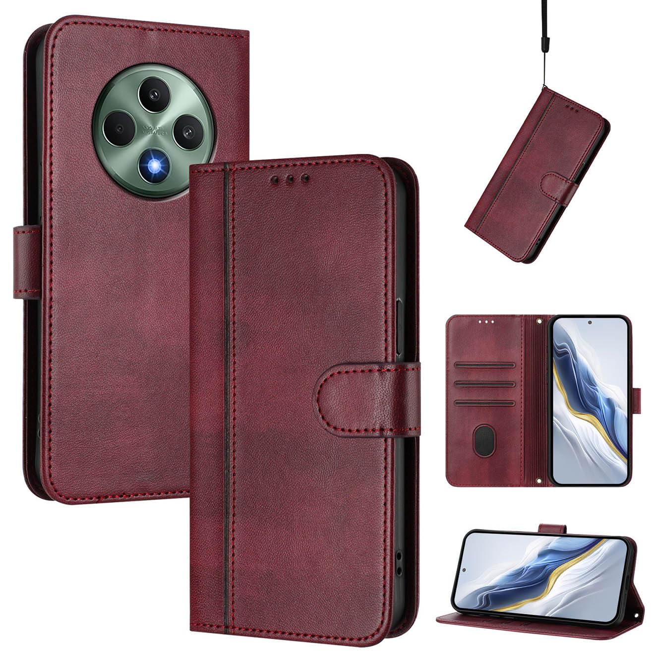 Custodia Per Oppo Reno 12F 4G / 12 FS 5G / 12F 5G, Cover In Vetro Temperato Sfumato E Bordo TPU, Antigraffio E Ricarica Wireless (Rosso/Nero) - 3