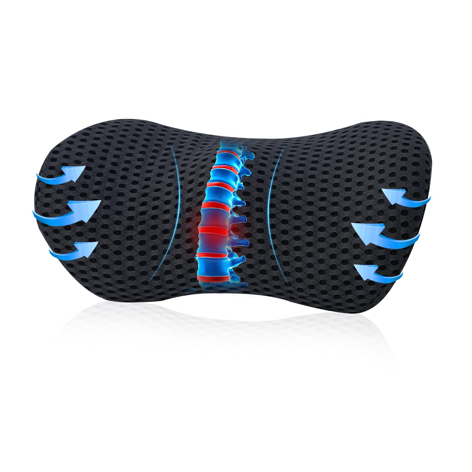 Lumbar Support Pillow, Memory Foam Lumbar Pillow, Back Pillow for Office Chair and Car Seat, Back Support for Lower Back Pain Relief, Back Support Pillow for Sitting, Driving, Traveling