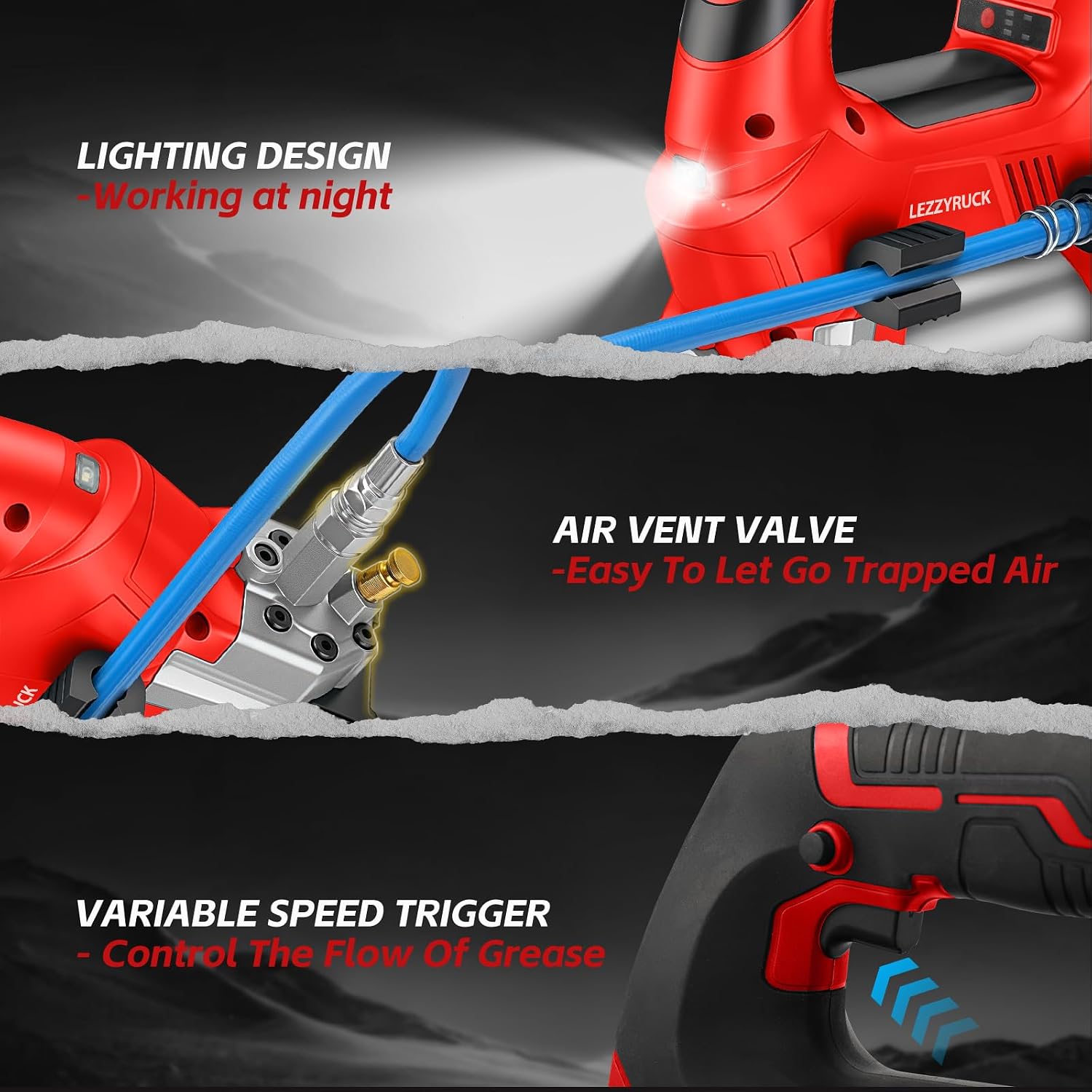 Cordless Grease Gun for Milwaukee M18 18V Battery (No Battery), Brushless Motor, 12000 PSI High Pressure, 5.64oz/min, 39.37" Hose, with LED Display and LED Light, for Bulk & Cartridge Grease