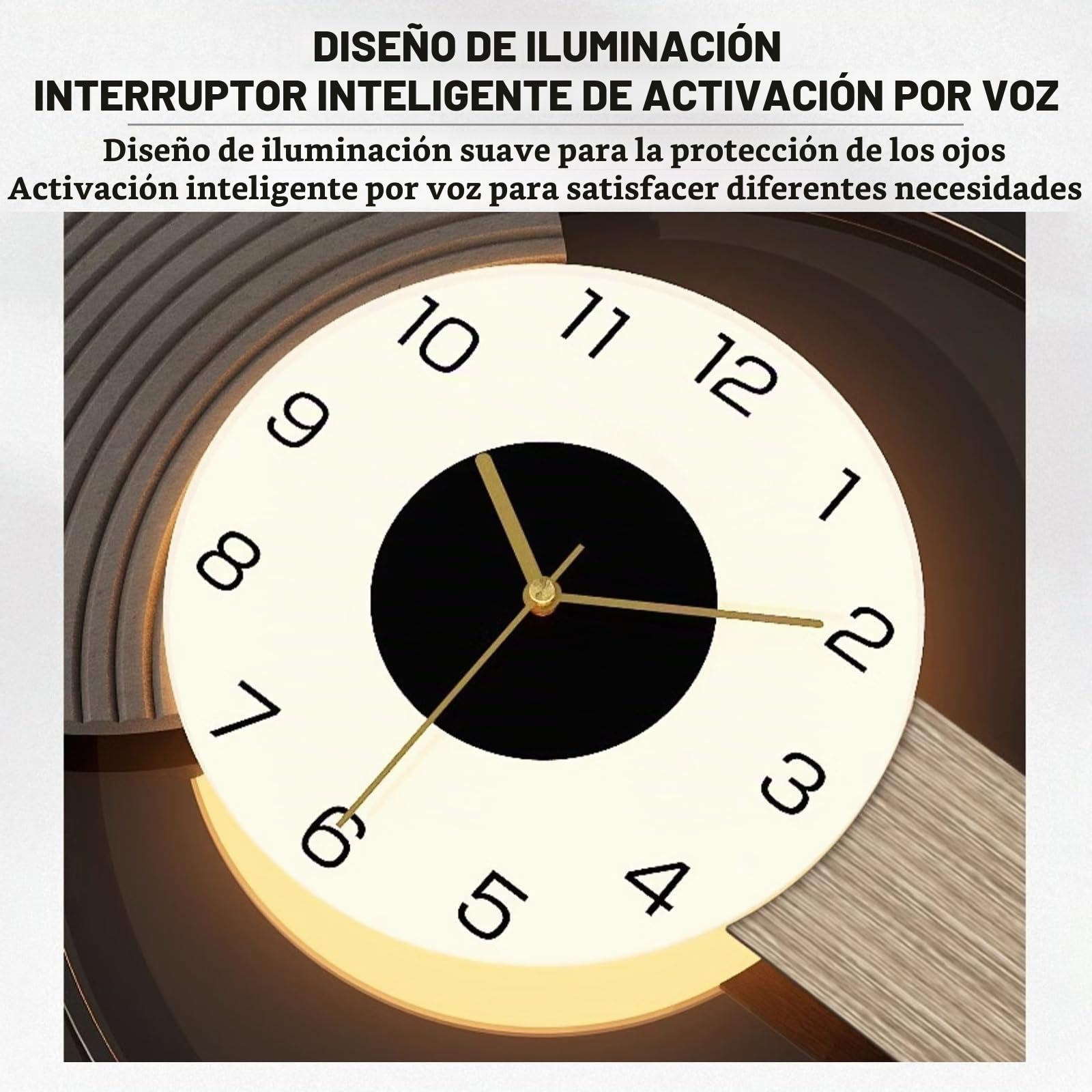 Reloj de Pared Grande de Silencioso,Reloj de Pared Decorativo Moderno,con Luz,para Sala de Estar Comedor Dormitorio Cocina.(110x35cm)