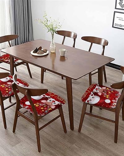 Miniatura 5 de Juego de 4 fundas de asiento de silla rojas de Papá Noel para comedor, fundas de asiento elásticas para silla, fundas de cojín para cocina,