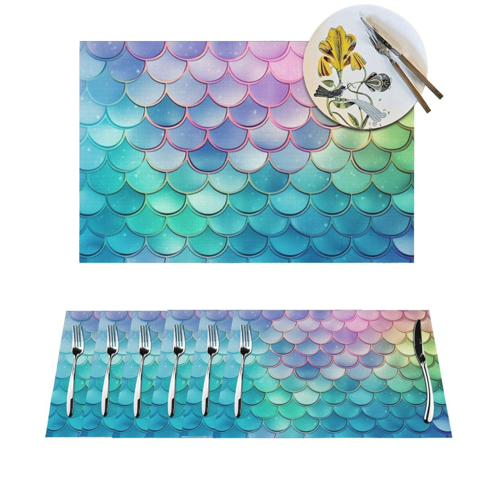 Sets de table anti-chaleur et lavables motif sirène pour protéger des taches et plats
