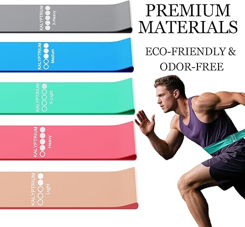 Miniatura 4 de Juego de bandas de resistencia  Bandas de ejercicio de 5 niveles para terapia físicayogapilatesentrenamiento de fuerzabandas de bucle de fitness en