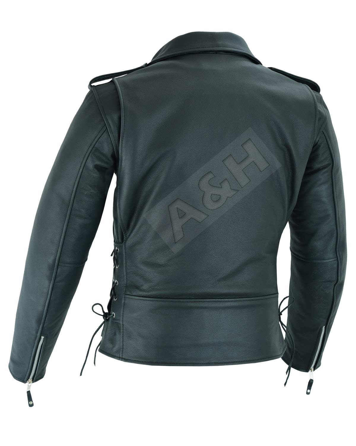 A H Apparel Mens Leather Motorcycle Top-Grain Buffalo Jacket Genuine Zip Out Lining Jacket — view 3