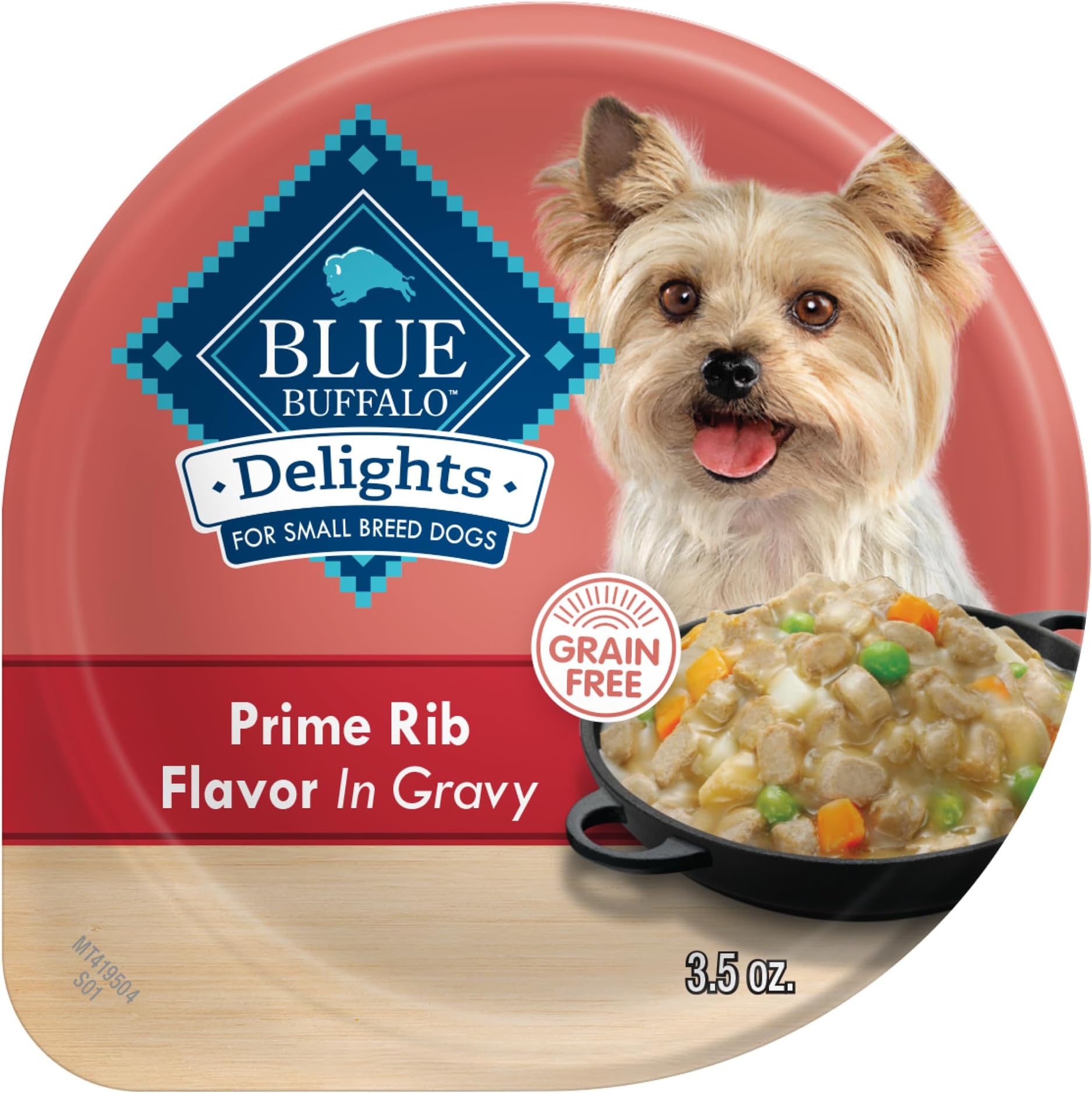 Delights Small Breed Natural Wet Dog Food, Prime Rib Flavor in Gravy, 3.5-oz Cups, 12 Count