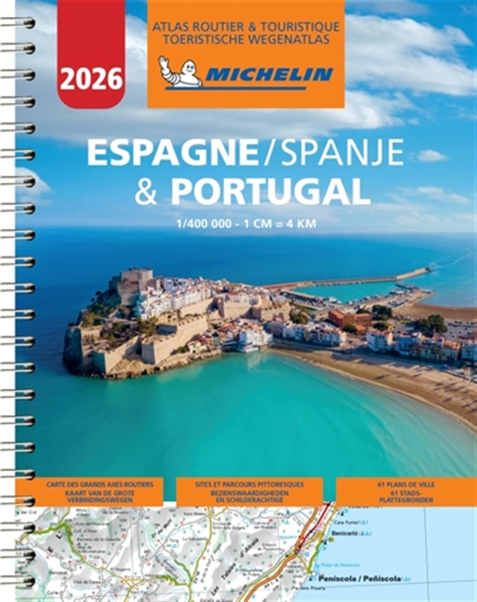 SPANJE PORTUGAL ESPAGNE 2026 00460 ATLAS: wegenatlas 1:400 000 (Michelin Atlassen)