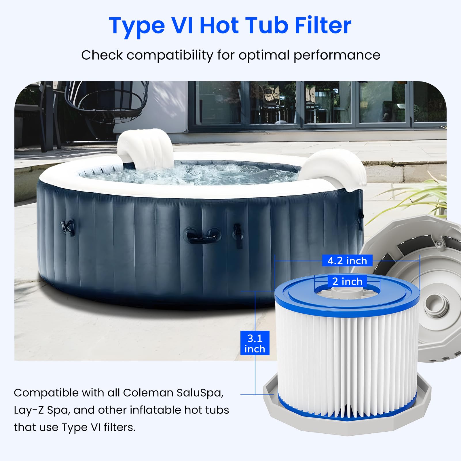 Hot Tub Pack Type VI Filter Compatible With Coleman Saluspa, Lay
