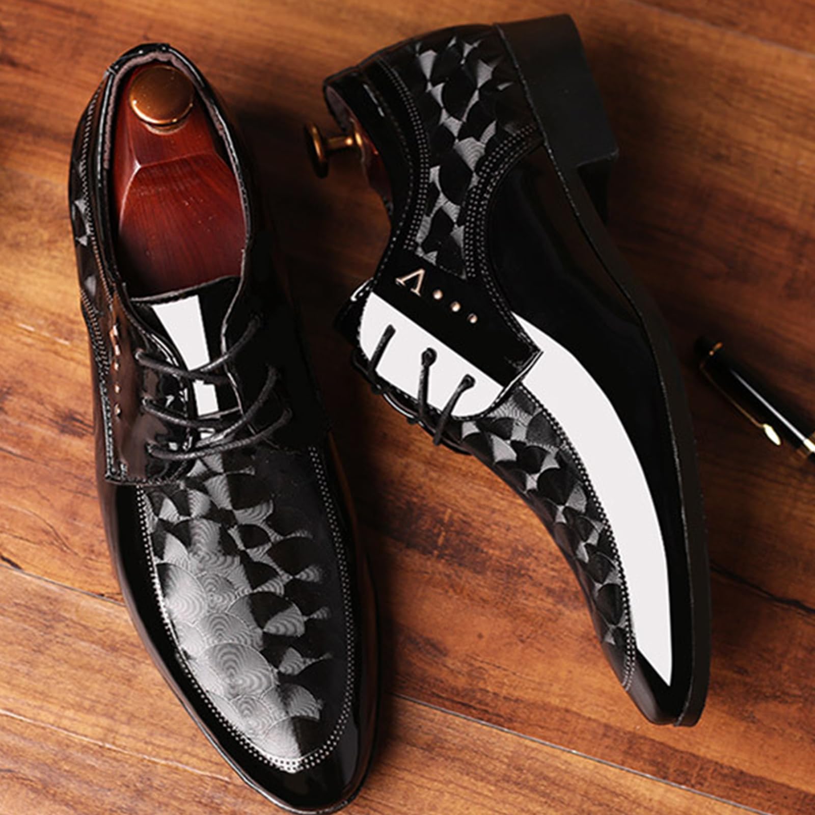 Scarpe Eleganti Uomo Oxford Scarpe da Smoking Stringate | A Punta Scarpe basse Classiche antiscivolo per Matrimonio Cerimonia Business Formali