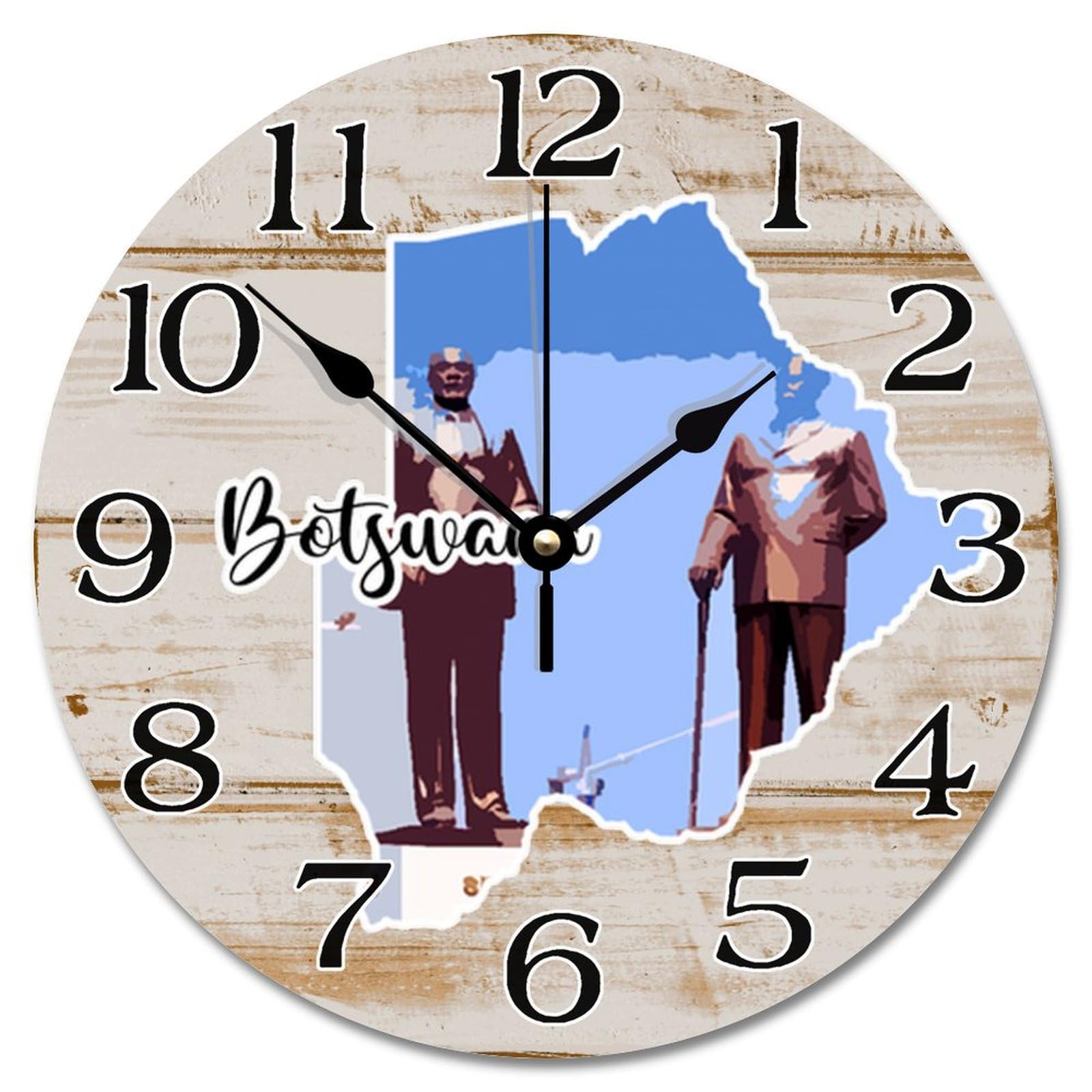 Horloge murale en bois paysage Botswana 30,5 cm silencieuse
