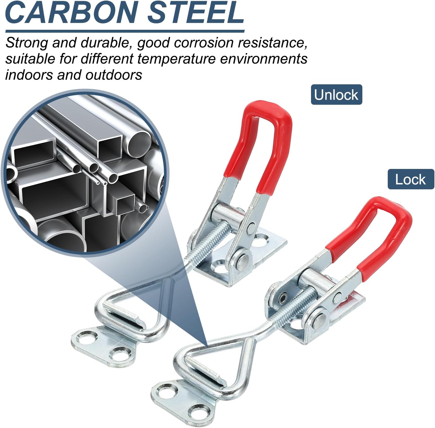 2pcs Adjustable Toggle Lock M5 x 27mm Hold Capacity 220lbs Style 4001 Quick Release Latches Toggle Fasteners For Smoker Lid Silver Red