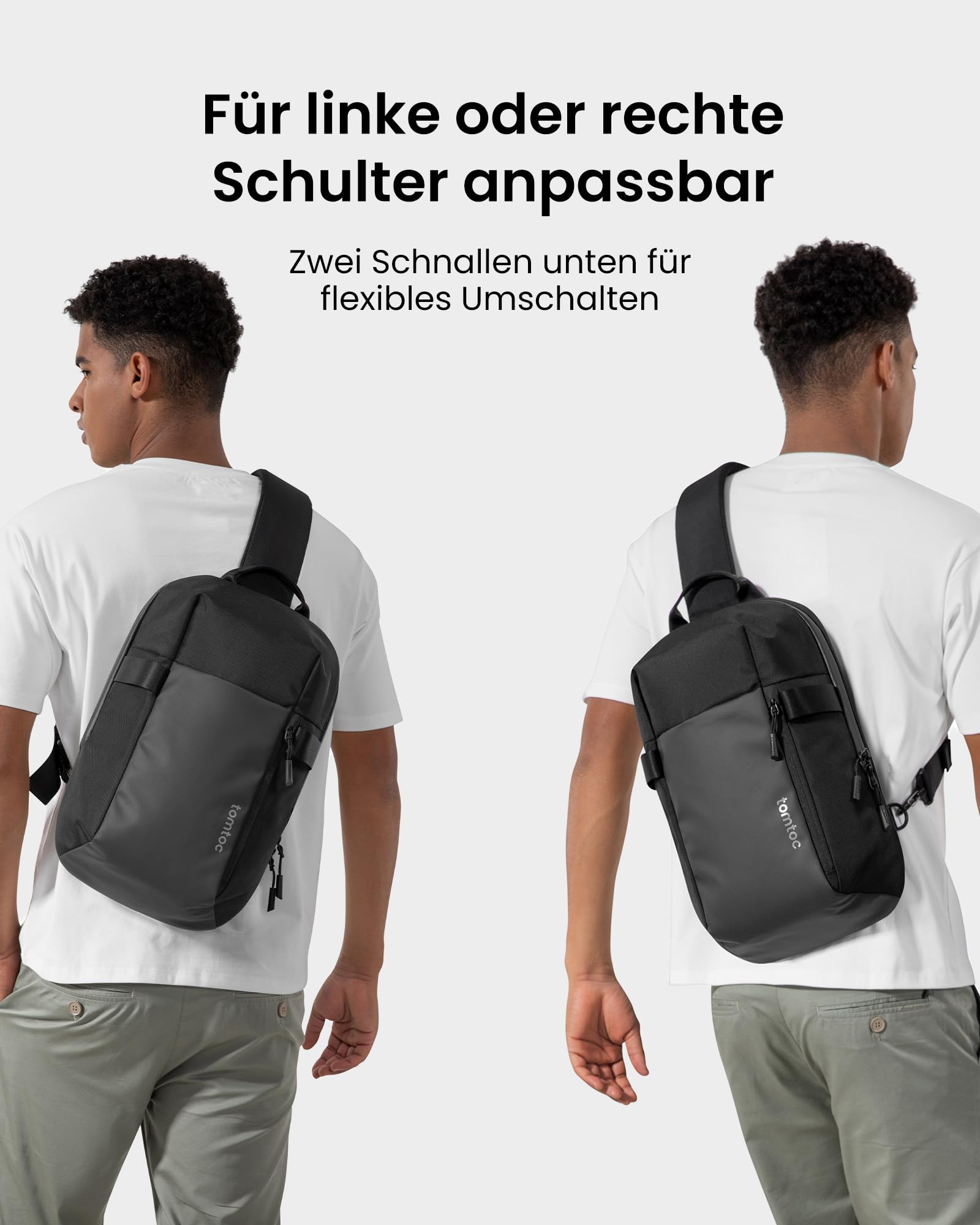 tomtoc Herren Umhängetasche Sling Bag passt für 14-Zoll MacBook Pro M5/M4/M3, 13-Zoll MacBook Air M4 (2025), iPad Pro M5/M4 13", wasserabweisende Crossbody Bag Brusttasche Schultertasche Tagesrucksack