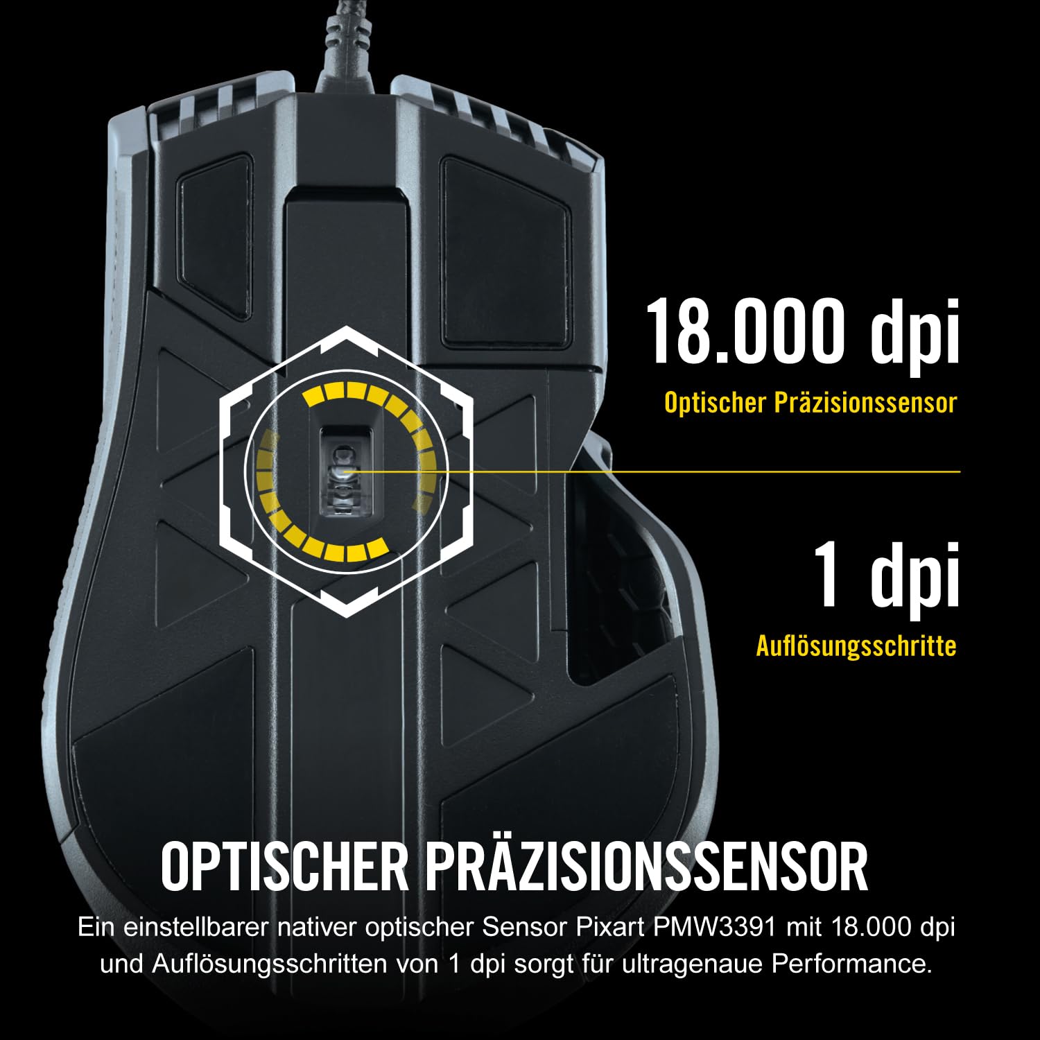 Corsair IRONCLAW RGB Wired Gaming-Maus Schwarz 18.000 DPI 7 Programmierbare Tasten iCUE Kompatibel PC Mac PS5 PS4 Xbox