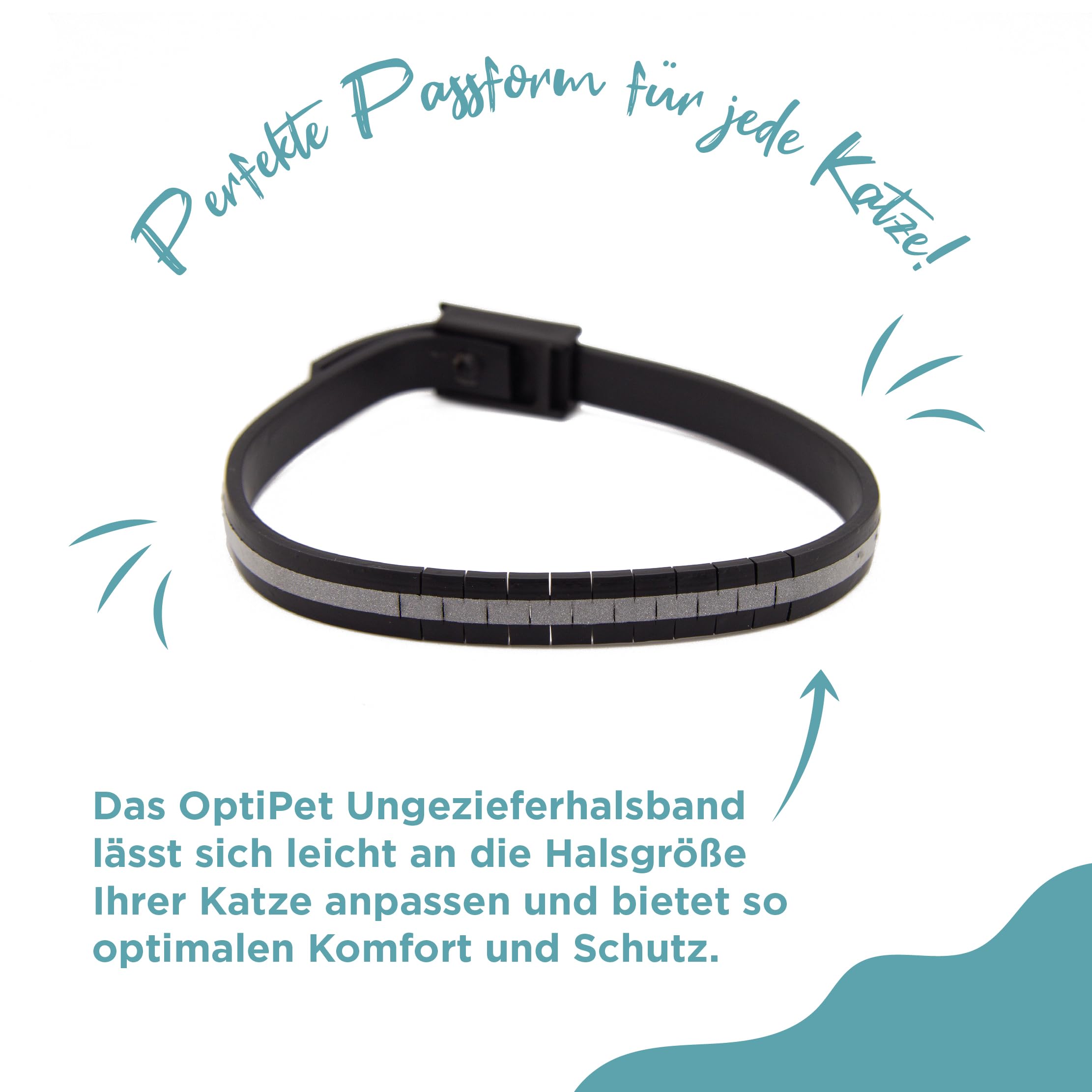 OptiPet x2 Ungezieferhalsband für Katzen | 4 Monate Schutz beiFlöhe Zecken Mücken Milben - reflektierend, für Katzen ab 12 Wochen | Flohhalsband Katzen/Zeckenhalsband für Zeckenschutz Katze